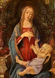 Detail von Madonna und Kind mit beiden Heiligen Johannes, 1485, 1937