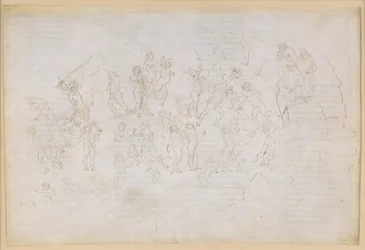 Die Göttliche Komödie, Inferno XXVIII. Vergil und Dante im achten Kreis der Hölle (Malebolge), 9. Bolgia: Bestrafung der Häretiker und Zwietrachtstifter; Begegnung mit Mohammed und Bertran de Born