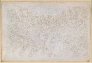Die Göttliche Komödie, Paradiso XXVIII. Neunte Sphäre (Kristallhimmel oder Primum Mobile): Dante sieht Gott als grell leuchtenden Punkt, von Engelchören umkreist; Beatrice erläutert Hierarchie und Wirkkräfte der Sphäre