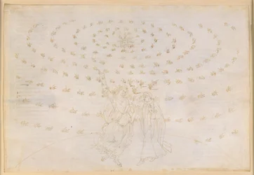 La Divina Commedia, Paradiso XXVI. Achte Sphäre (Fixsternhimmel): Johannes befragt Dante zur dritten theologischen Tugend, der Liebe; Dante erhält seine Sehkraft verstärkt zurück; Das Licht Adams erscheint