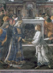 Die Reinigung des Aussätzigen und die Versuchung Christi, in der Sixtinischen Kapelle: Detail der Reinigungszeremonie, 1481