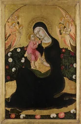 Die Jungfrau und das Kind mit Engeln Madonna der Demut, Mitte des 15. Jahrhunderts