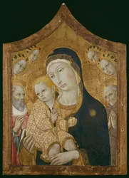 Jungfrau und Kind mit den Heiligen Hieronymus, Bernhardin von Siena und Engeln