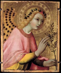 Der Engel des Altars Verkündigung von Sano di Pietro (1406-1481). 1450-1481. Avignon, Musée du Petit Palais