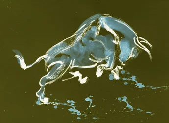Stürmender blauer Stier