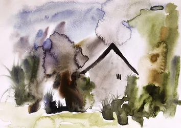 Träumerisches Aquarellhaus