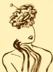Elegantes Profil einer Frau mit Locken