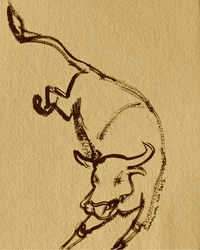 Expressiver stürmender Stier