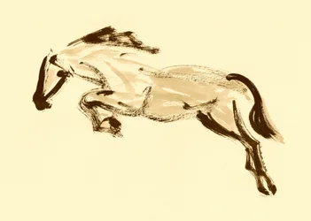 Springendes sepiafarbenes Pferd