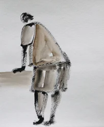 Minimalistische lehnende Figur