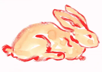 Orangefarbenes Aquarellkaninchen