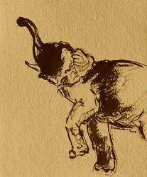 Kraftvoller Elefant erhebt sich