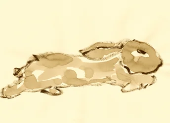 Aquarell eines laufenden Kaninchens