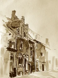 Städtisches Gebäude in Sepia im Vintage-Stil