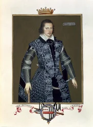 Porträt von Robert Devereux, 2. Earl of Essex, aus Memoirs of the Court of Queen Elizabeth, nach dem Ölbild von Sir William Segar, veröffentlicht 1825