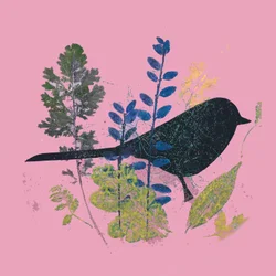 Vogel und Blätter