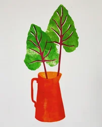 Roter Krug mit Blättern