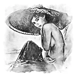 Frau mit großem Hut