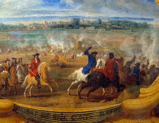 Die Taten von Louis II. Prinz von Bourbon Conde (Bourbon-Conde) bekannt als der Große Conde (1621-1686), Schlacht von Brie. Detail, Gemälde von Savior Le Conte (Leconte, Le Comte, Lecomte) (1659-1694) 17. Jahrhundert Chantilly, Musee Conde