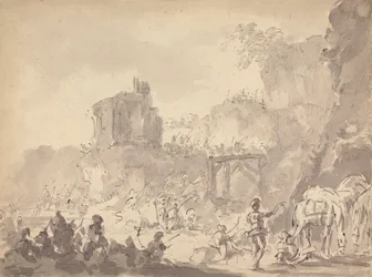 Soldaten in einer Landschaft