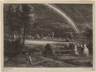 Landschaft mit einem großen Regenbogen