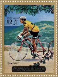VAE-Briefmarke, die den Radfahrer Julio Jimenez (geb. 1934) darstellt