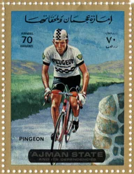 VAE-Briefmarke, die den Radfahrer Roger Pingeon (geb. 1940) darstellt