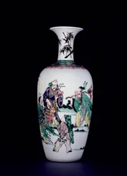 Chinesische Porzellanvase dekoriert in Famille-verte-Emaille