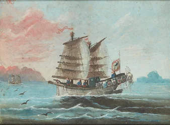 Eine Dschunke auf See