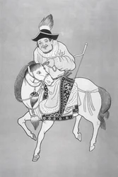 Ein mongolischer Bogenschütze zu Pferd, nach einer chinesischen Zeichnung