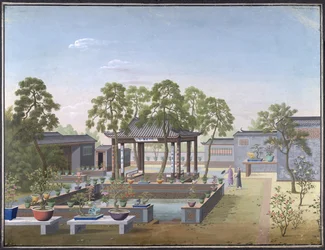 Zeichnung des Gartens eines chinesischen Kaufmanns