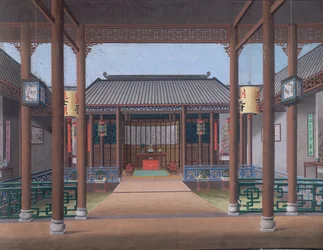 Zeichnung des Inneren des Hauses eines chinesischen Beamten