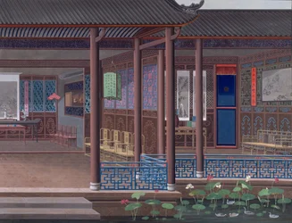 Zeichnung des Inneren des Hauses eines chinesischen Beamten