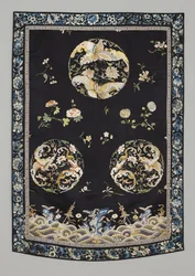 Aufhängung, ca. 1750-1800 (Seide mit Stickerei (Satin-Stich), natürliche und synthetische Farbstoffe)