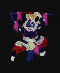Männlicher Charakter der Pekinger Oper. Bemaltes Papierschnittbild oder "Jian Zhi", chinesische Volkskunst, Peking