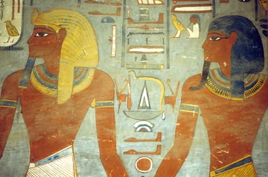 Altes Ägypten, Malerei, Grab von Ramses I., Ramses I. mit dem Gott Harsiesis