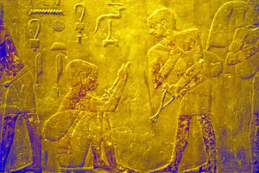 Altes Ägypten, Wandmalerei, Mastaba/Grab des Ti, Saqqara, 5. Dynastie, Handel mit Waren auf dem Markt