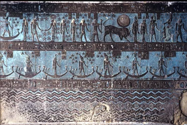 Altes Ägypten, Wandmalerei/Gravur, Astrologische Symbole von der Decke der äußeren Hypostylhalle, Tempel von Hathor, Dendera