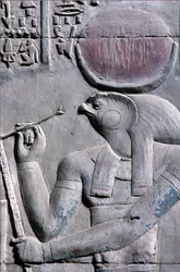 Altes Ägypten, Wandmalerei/-schnitzerei, Horus schreibt auf Papyrusrolle, Tempel von Sebek und Horus, Kom Ombo