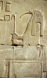 Altes Ägypten, Wandmalerei/-schnitzerei, Der Gott Thoth, Tempel von Seti I, Abydos