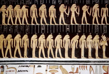 Luxor, Theben: Tal der Könige, Zeichnung von Gott und Göttin an der Innenwand eines Tempels