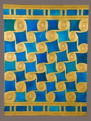 Rekonstruktion der Wanddekoration aus dem Tempel des Amun in Malqata, ca. 1390-1352 v. Chr. (Faience, moderner Gips, Goldfarbe)