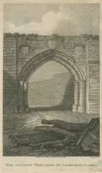 Lichfield - Altes Westtor des Close: Gravur