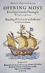 Flugblatt, das Kolonisten ermutigt, nach Virginia in Amerika zu gehen, veröffentlicht 1609