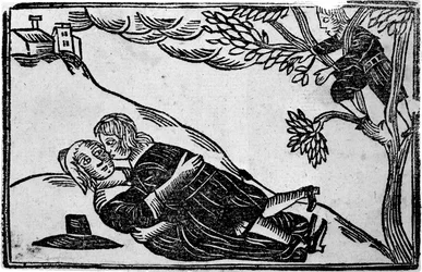 Zwei Menschen beim Sex, aus "A Book of Roxburghe Ballads"