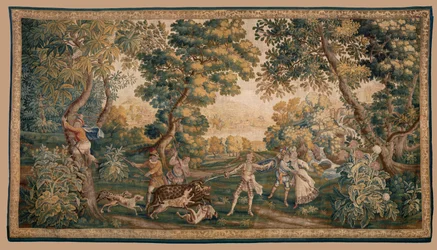 Jagdszene, Ursprung Oudenaarde (Wandteppich)