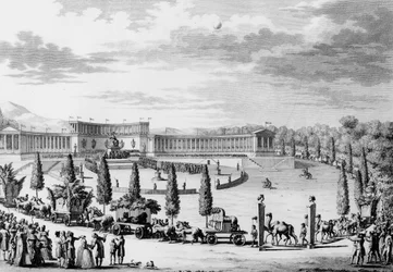 Französische Revolution: Fest anlässlich des triumphalen Einzugs der Denkmäler der Wissenschaft und Kunst in Frankreich am 9. und 10. Thermidor An VI (28. Juli 1798) unter der Leitung von Konsul Napoleon Bonaparte (1769-1821) (Plünderungskampagne). Paris