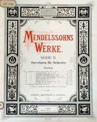 Titelblatt der Partitur "Ouverture Op. 10 für Orchester" von Felix Mendelssohn (Farblithografie)