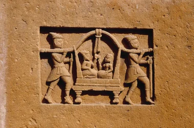 Detail von einem der Jain-Tempel in Lodurva