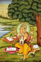 Lord Ganesh Miniaturmalerei auf Papier